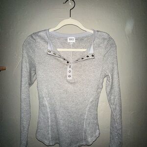 BKE Light Gray Long Sleeve Henley Top